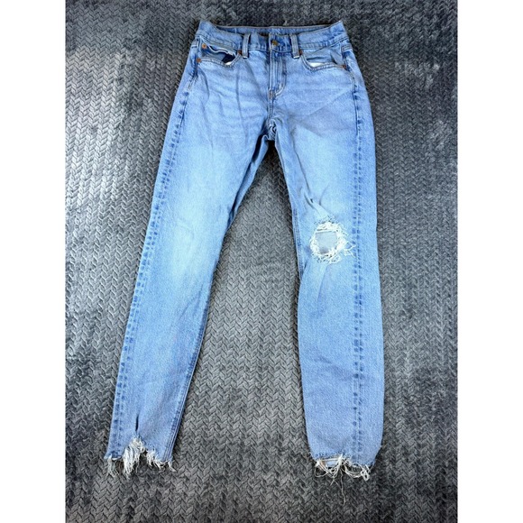 American Eagle Outfitters Denim - American Eagle Outfitters Jeans Womens 4 Blue Denim Stretch Distressed Raw Hem